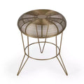 HomeRoots 18 Antique Gold Iron Round End Table