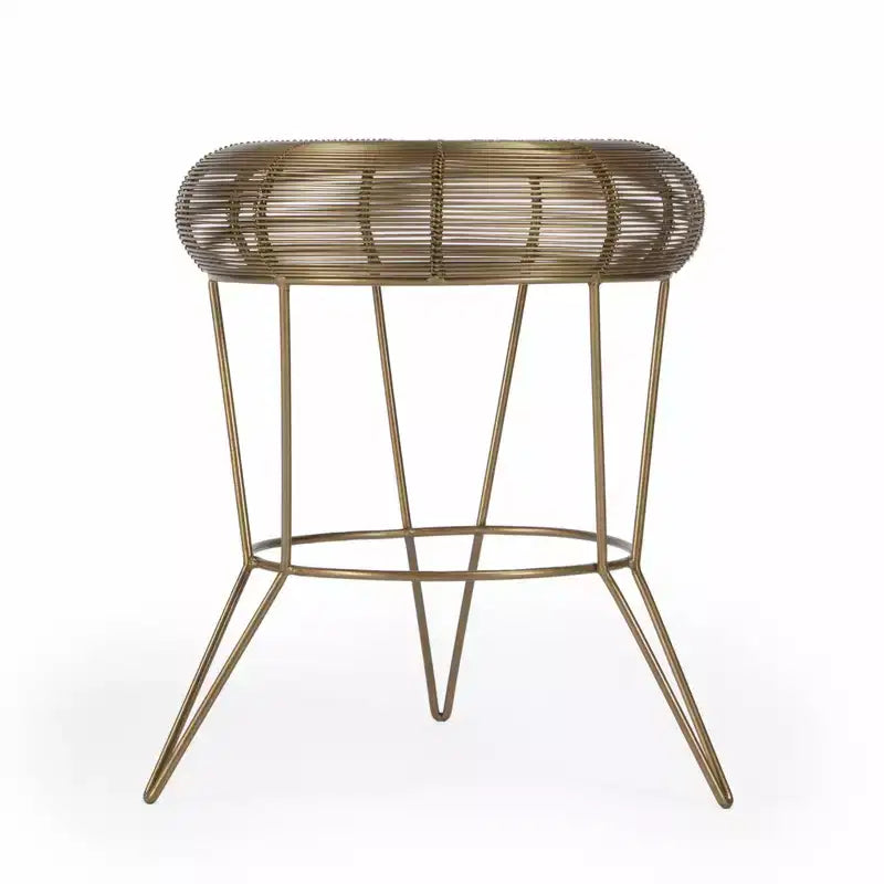 Table d'appoint ronde en fer doré antique 18