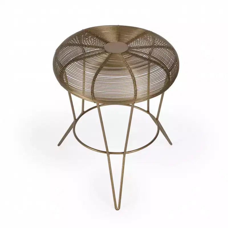 Table d'appoint ronde en fer doré antique 18