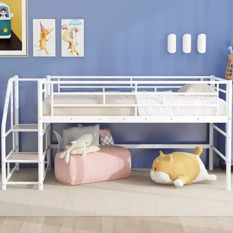 Lit mi-hauteur avec escalier de rangement