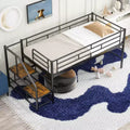 Whisen 88.80''L  41.40''W  39.00H Mid Loft Bed with Storage stairs