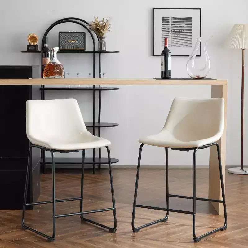 Tabourets de comptoir modernes de 24 pouces en similicuir et acier (lot de 2)