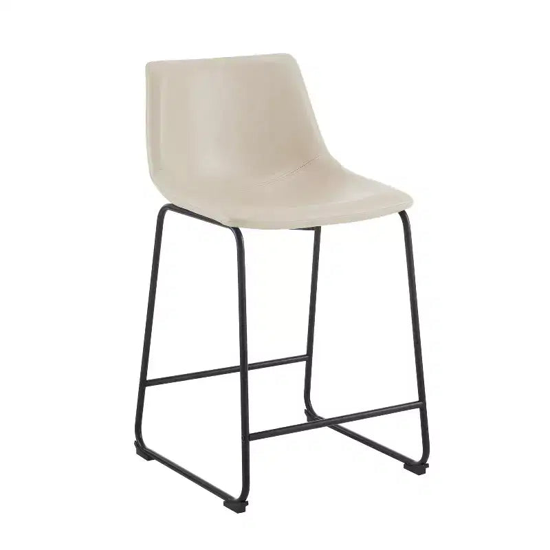 Tabourets de comptoir modernes de 24 pouces en similicuir et acier (lot de 2)