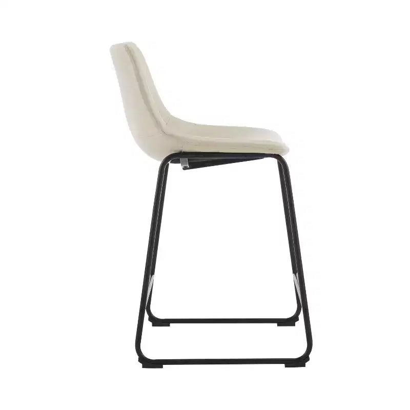 Tabourets de comptoir modernes de 24 pouces en similicuir et acier (lot de 2)