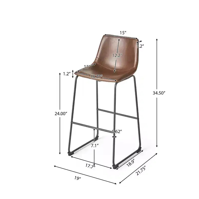 Tabourets de comptoir modernes de 24 pouces en similicuir et acier (lot de 2)