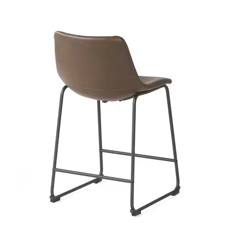 Tabourets de comptoir modernes de 24 pouces en similicuir et acier (lot de 2)
