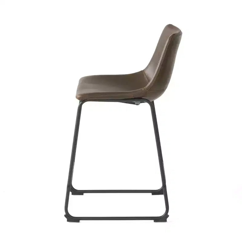 Tabourets de comptoir modernes de 24 pouces en similicuir et acier (lot de 2)