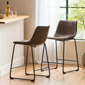 Christopher Knight Home Juliana Modern 24 Inch Faux Leather and Steel Frame Counter Stools (Set of 2)