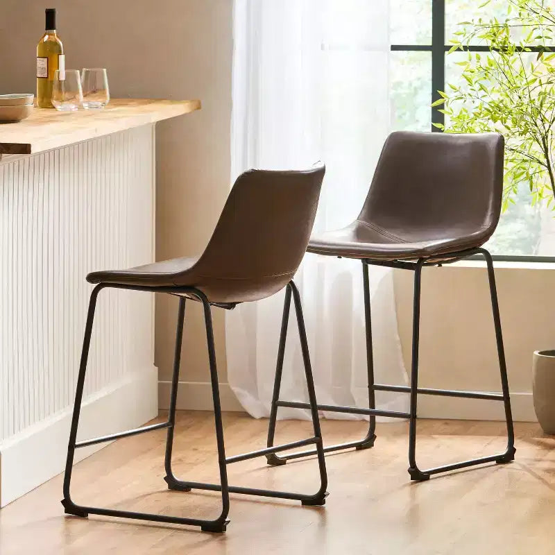 Christopher Knight Home Juliana Modern 24 Inch Faux Leather and Steel Frame Counter Stools (Set of 2)