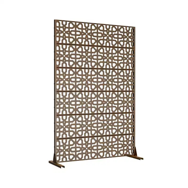 Jardinière en métal marron avec treillis intimité pour patio de café, jardin et balcons