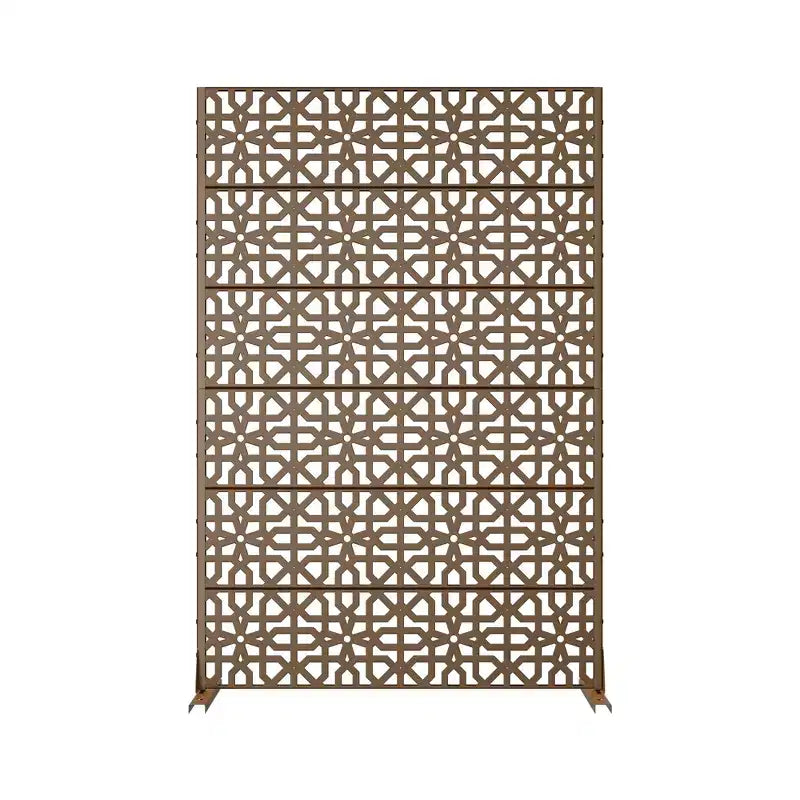 Jardinière en métal marron avec treillis intimité pour patio de café, jardin et balcons