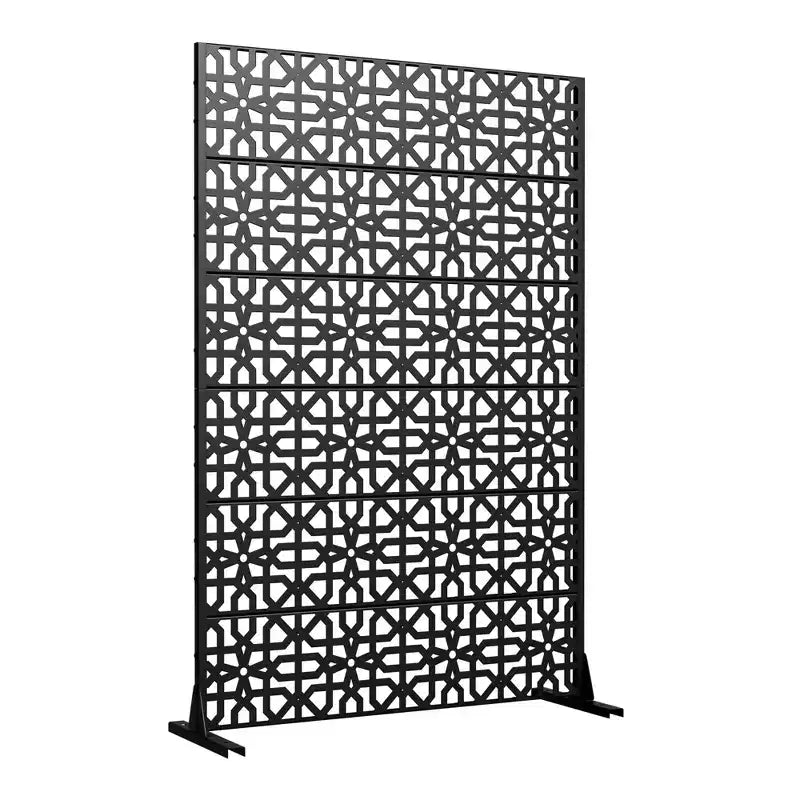 Jardinière en métal marron avec treillis intimité pour patio de café, jardin et balcons