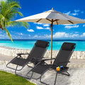EROMMY Set of 2 Zero Gravity Lounge Chairs, Folding Reclining Patio Chairs with Cup Holder &amp; Headrest