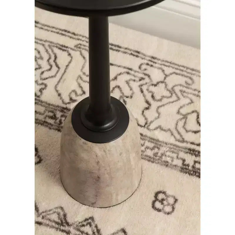 Table d'appoint ronde en métal et marbre