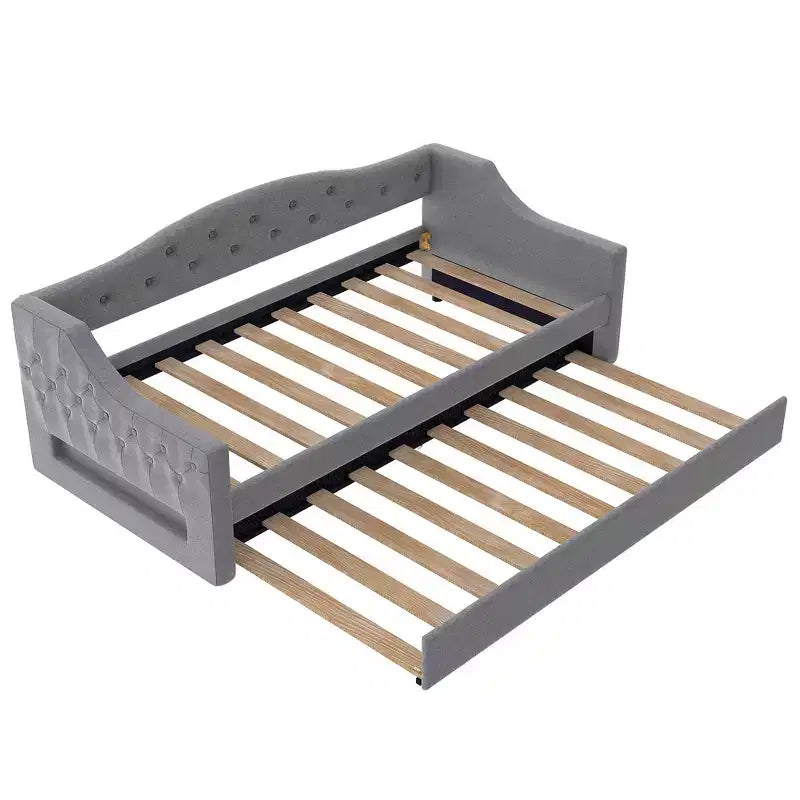 Lit de repos jumeau XL rembourré avec lit gigogne et éclairage LED