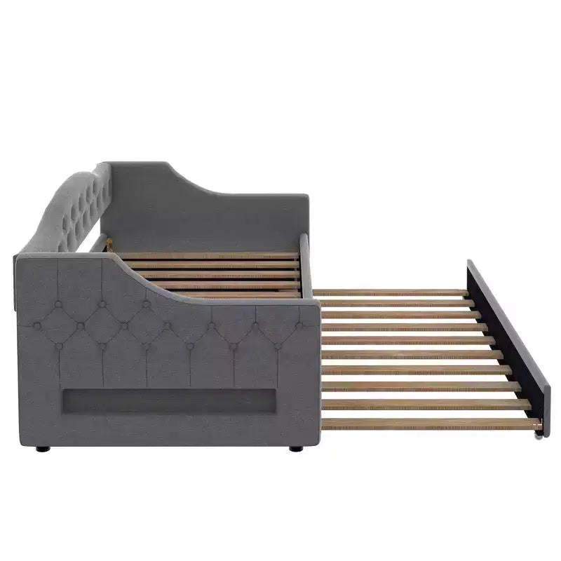 Lit de repos jumeau XL rembourré avec lit gigogne et éclairage LED
