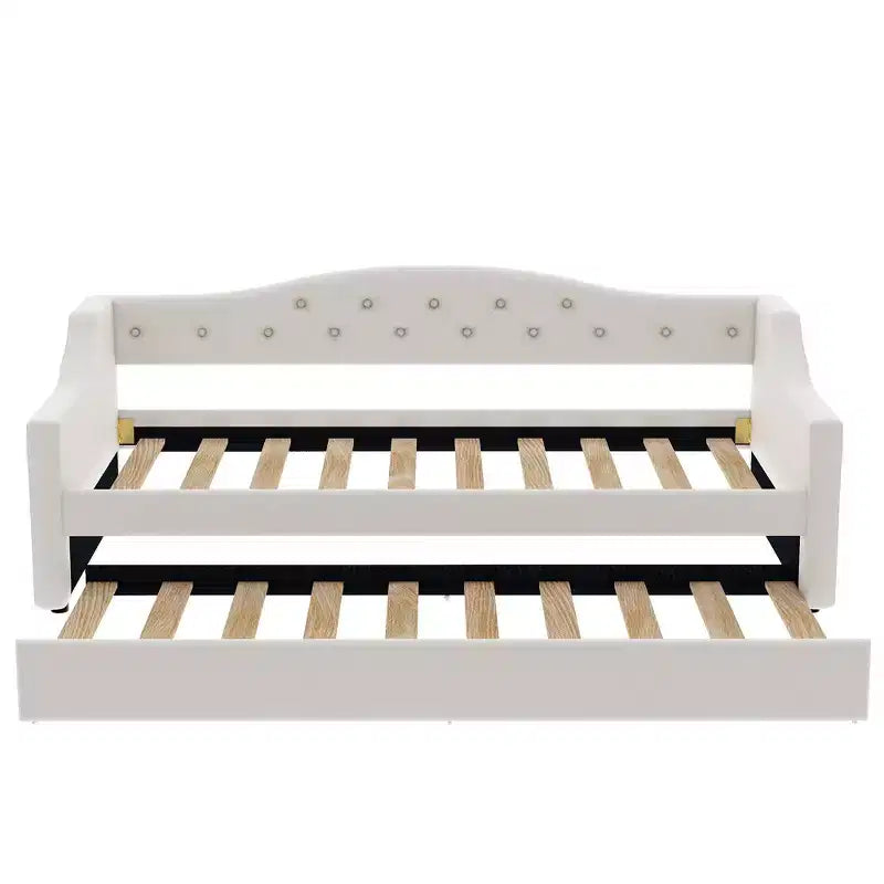 Lit de repos jumeau XL rembourré avec lit gigogne et éclairage LED