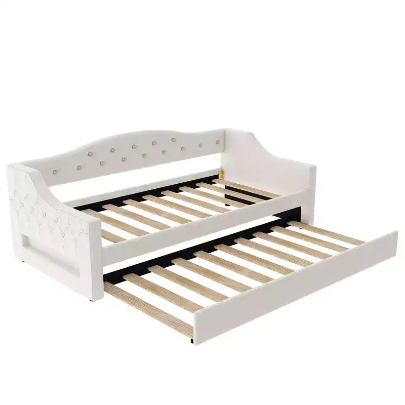 Lit de repos jumeau XL rembourré avec lit gigogne et éclairage LED
