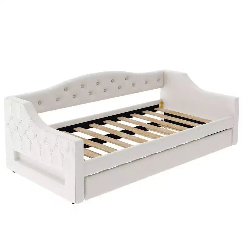 Lit de repos jumeau XL rembourré avec lit gigogne et éclairage LED