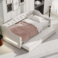 Whisen Upholstered Twin XL Daybed with Trundle and LED Lighting