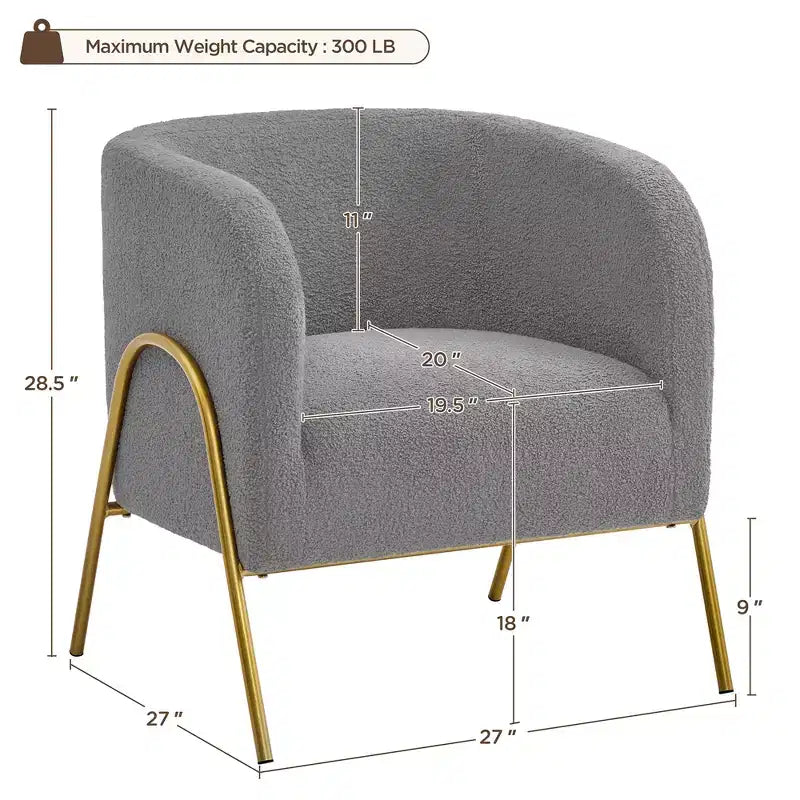 Lot de 2 fauteuils baquets avec pieds en métal doré pour salon ou chambre à coucher