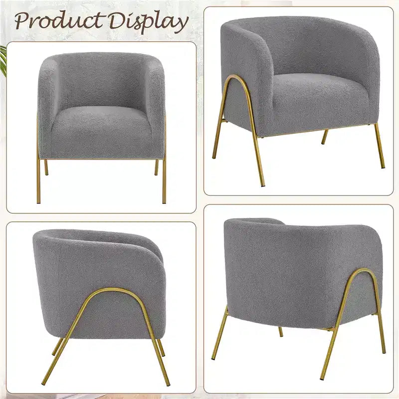 Lot de 2 fauteuils baquets avec pieds en métal doré pour salon ou chambre à coucher