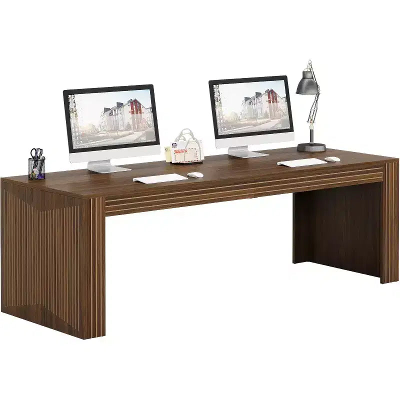Lantine 78.74-Inch Wooden Extra Long Computer Desk, Two Person Desk Double Desk