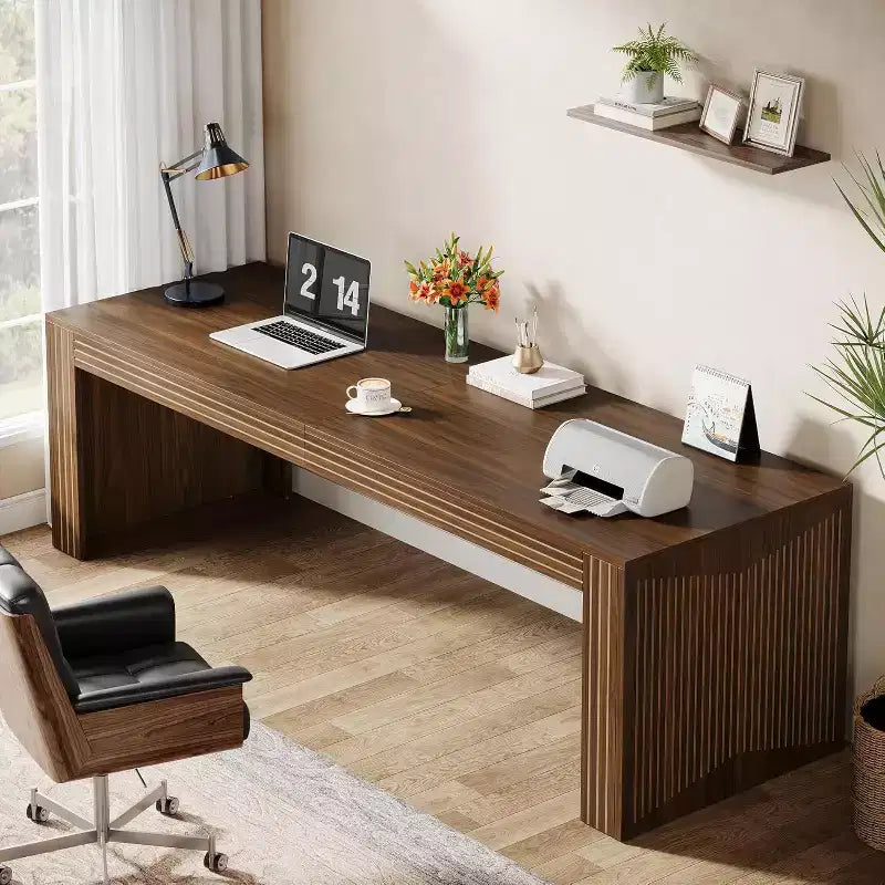 Bureau d'ordinateur extra long en bois de 78,74 pouces, bureau double deux personnes