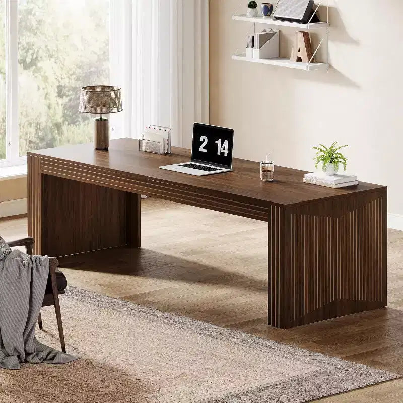 Bureau d'ordinateur extra long en bois de 78,74 pouces, bureau double deux personnes