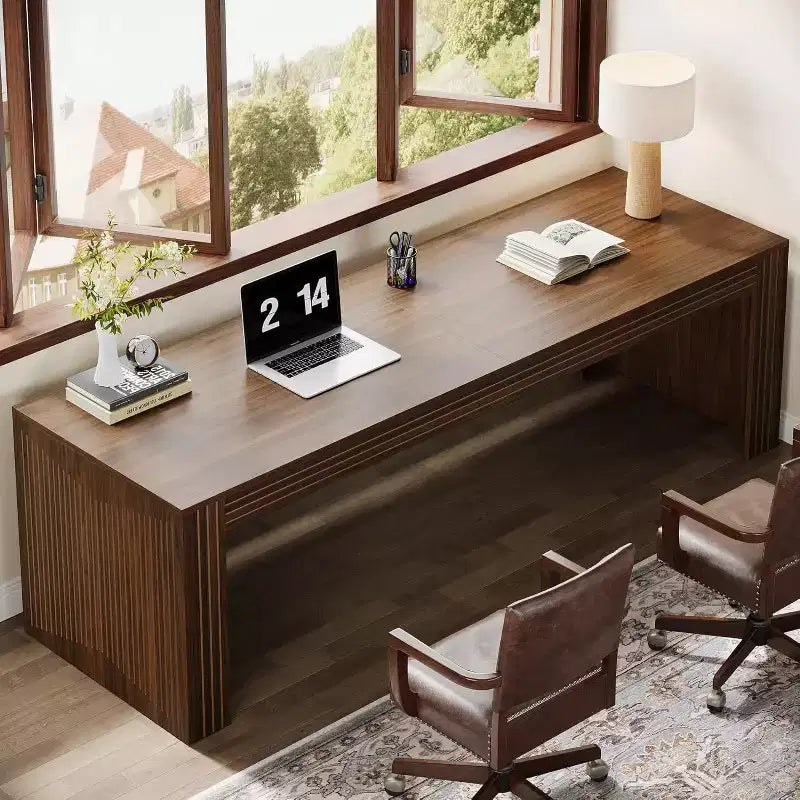 Bureau d'ordinateur extra long en bois de 78,74 pouces, bureau double deux personnes