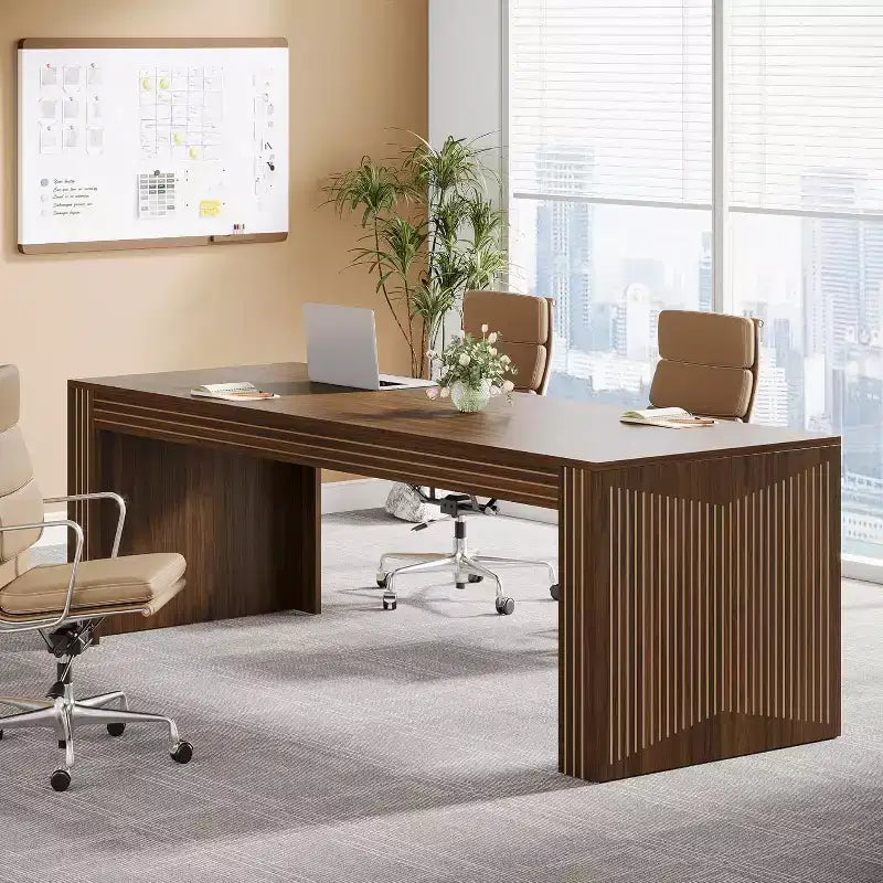 Bureau d'ordinateur extra long en bois de 78,74 pouces, bureau double deux personnes