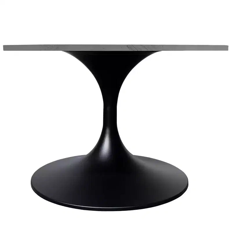 Table basse ronde de 27" - Plateau en résine moderne avec piètement en acier noir - Table d'appoint pour salon contemporain