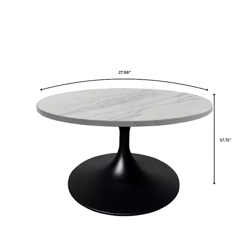 Table basse ronde de 27" - Plateau en résine moderne avec piètement en acier noir - Table d'appoint pour salon contemporain