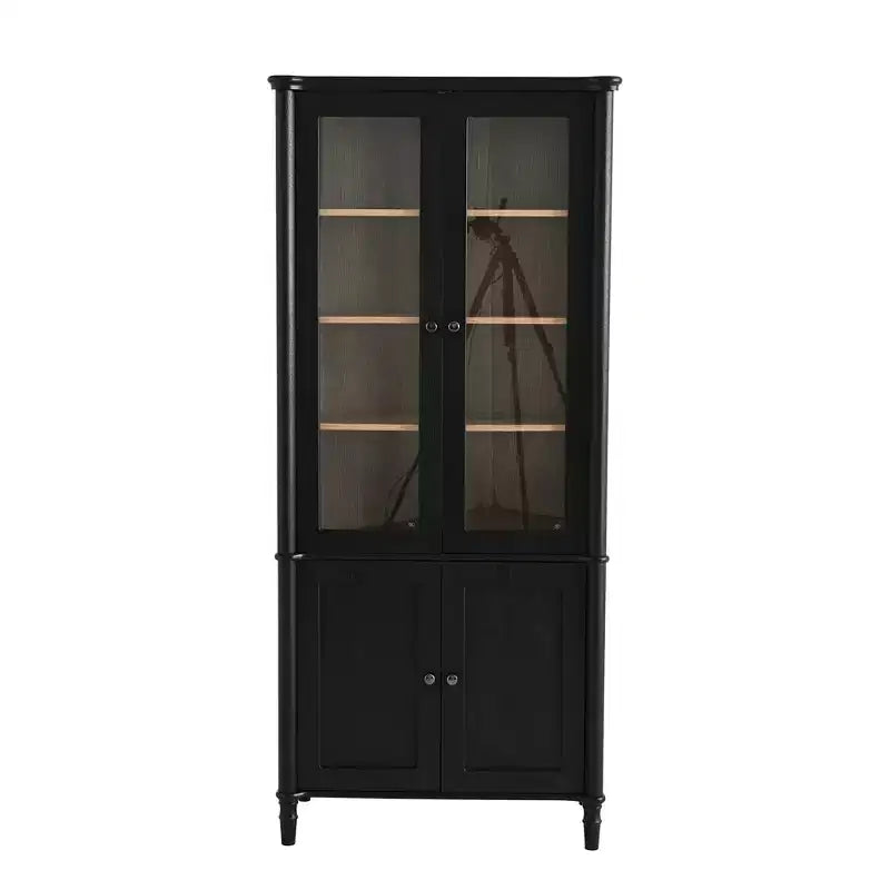 73,25 po H Vitrine vintage, bibliothèque moderne du milieu du siècle avec portes en verre, grain de bois de frêne