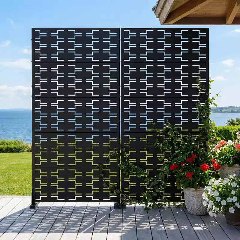 Panneaux de clôture autoportants en métal pour brise-vue extérieur, pour jardin, terrasse, patio, cour, 183H x 89/119/178/239W cm, 150H x 76/152W cm