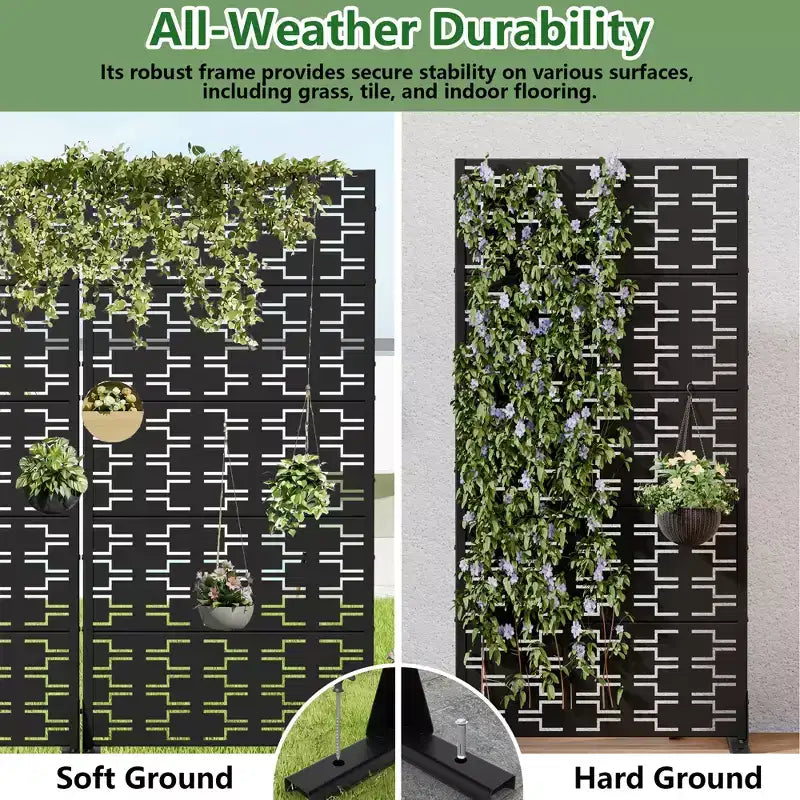 Panneaux de clôture autoportants en métal pour brise-vue extérieur, pour jardin, terrasse, patio, cour, 183H x 89/119/178/239W cm, 150H x 76/152W cm