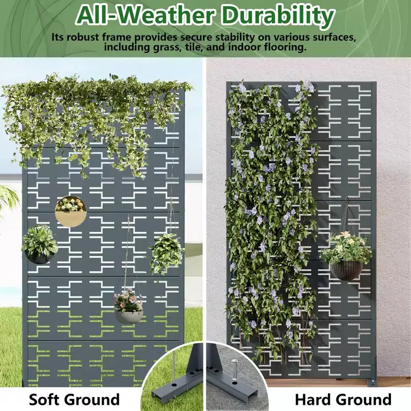 Panneaux de clôture autoportants en métal pour brise-vue extérieur, pour jardin, terrasse, patio, cour, 183H x 89/119/178/239W cm, 150H x 76/152W cm