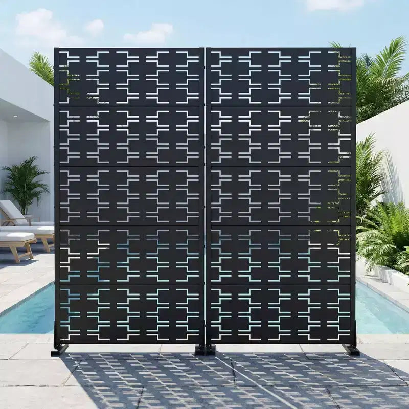 Panneaux de clôture autoportants en métal pour brise-vue extérieur, pour jardin, terrasse, patio, cour, 183H x 89/119/178/239W cm, 150H x 76/152W cm