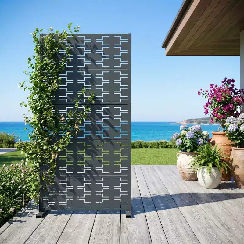 Dovelina Outdoor Metal Privacy Screen Freestanding Fence Panels for Garden Patio Deck Yard 72H x 35W/47W/70W/94W, 59H x 30W/60W