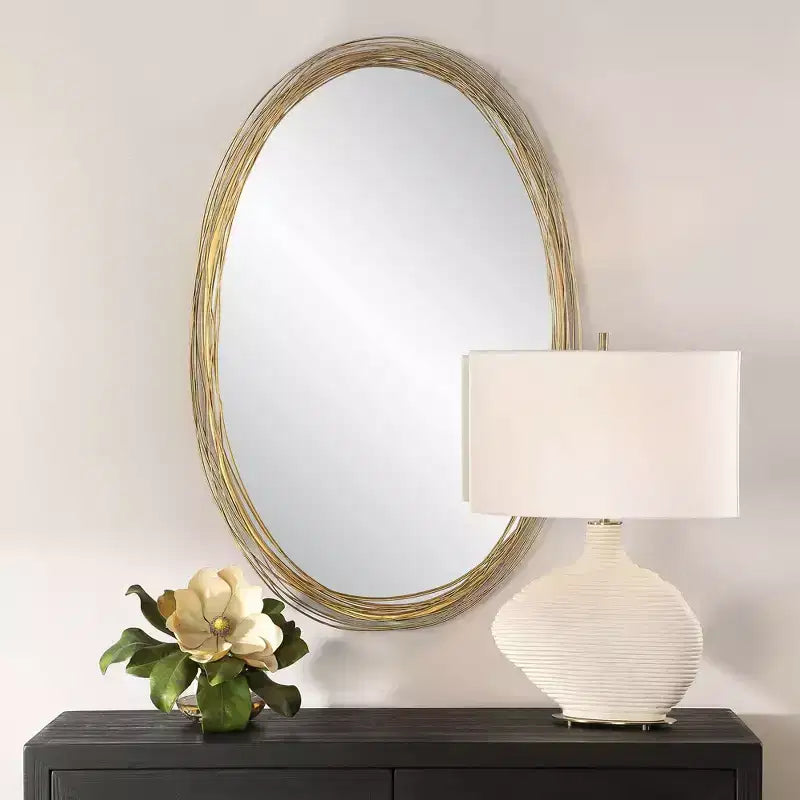 Miroir mural or brossé vieilli 26 x 39