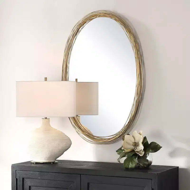 Miroir mural or brossé vieilli 26 x 39