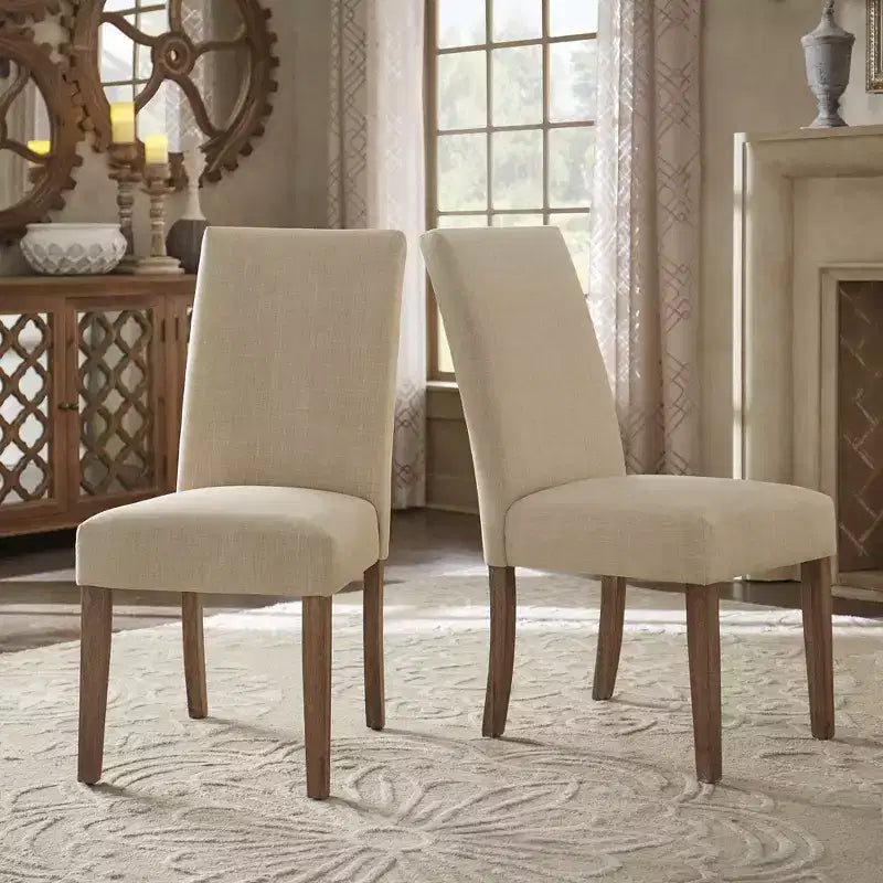 Chaises de salle à manger tapissées en tissu (lot de 2) - Naturel clair/beige
