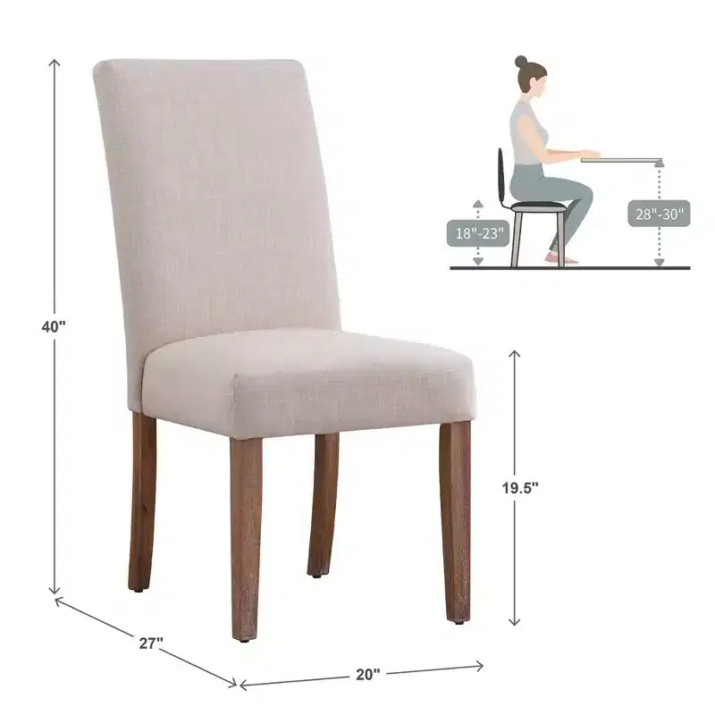 Chaises de salle à manger tapissées en tissu (lot de 2) - Naturel clair/beige