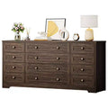 Modern 12-Drawer Sturdy Wood Dresser for Bedroom  63 Wide Chest of Drawers &amp; TV Stand  Deep Storage Cabinet  Ideal for Living Room, Hallway