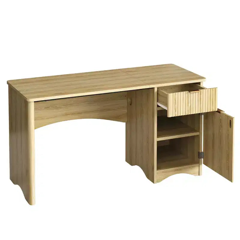 Bureau informatique 47 po avec tiroir, bureau moderne pour la maison avec armoire de rangement, bureau d'étude cannelé pour petits espaces