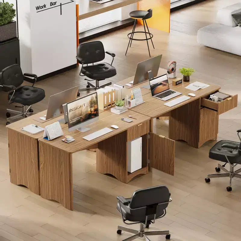 Bureau informatique 47 po avec tiroir, bureau moderne pour la maison avec armoire de rangement, bureau d'étude cannelé pour petits espaces