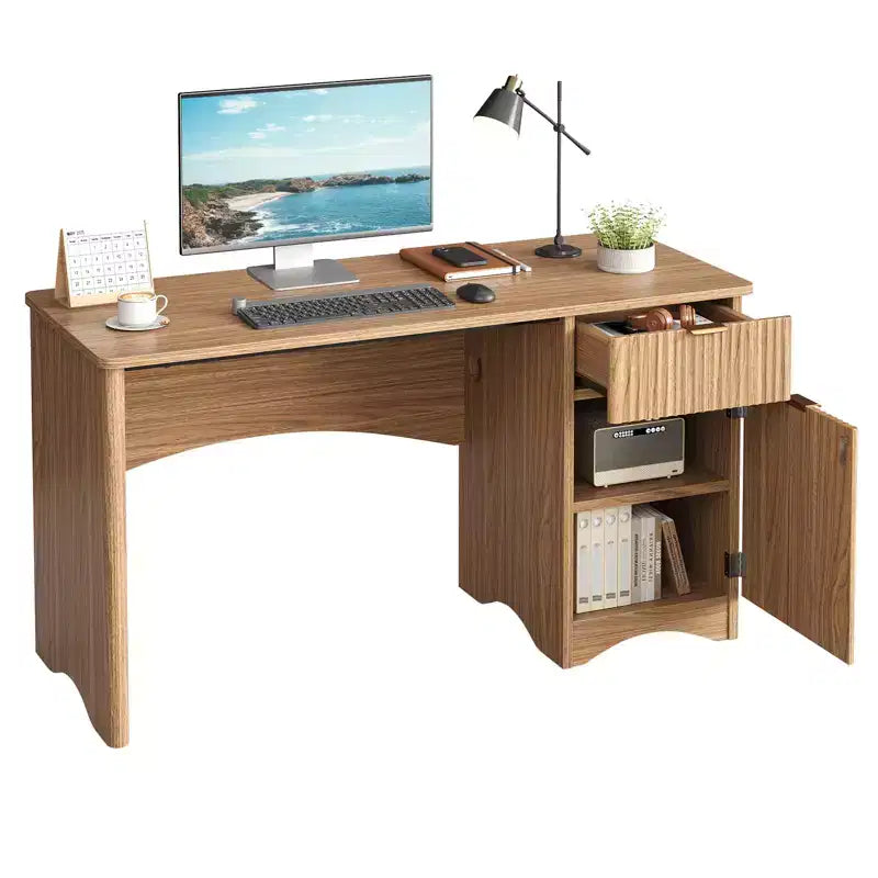 Bureau informatique 47 po avec tiroir, bureau moderne pour la maison avec armoire de rangement, bureau d'étude cannelé pour petits espaces