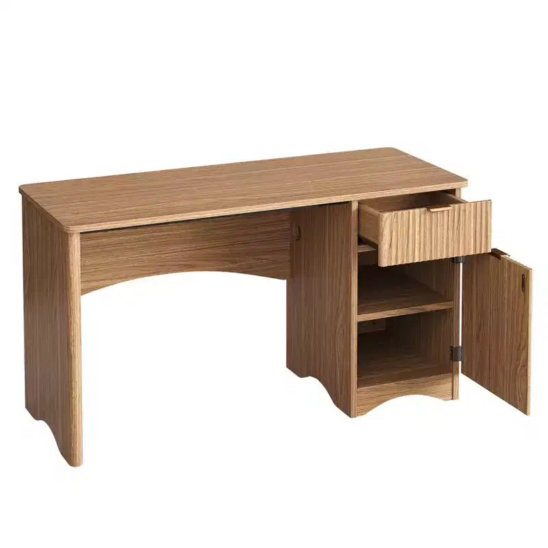 Bureau informatique 47 po avec tiroir, bureau moderne pour la maison avec armoire de rangement, bureau d'étude cannelé pour petits espaces