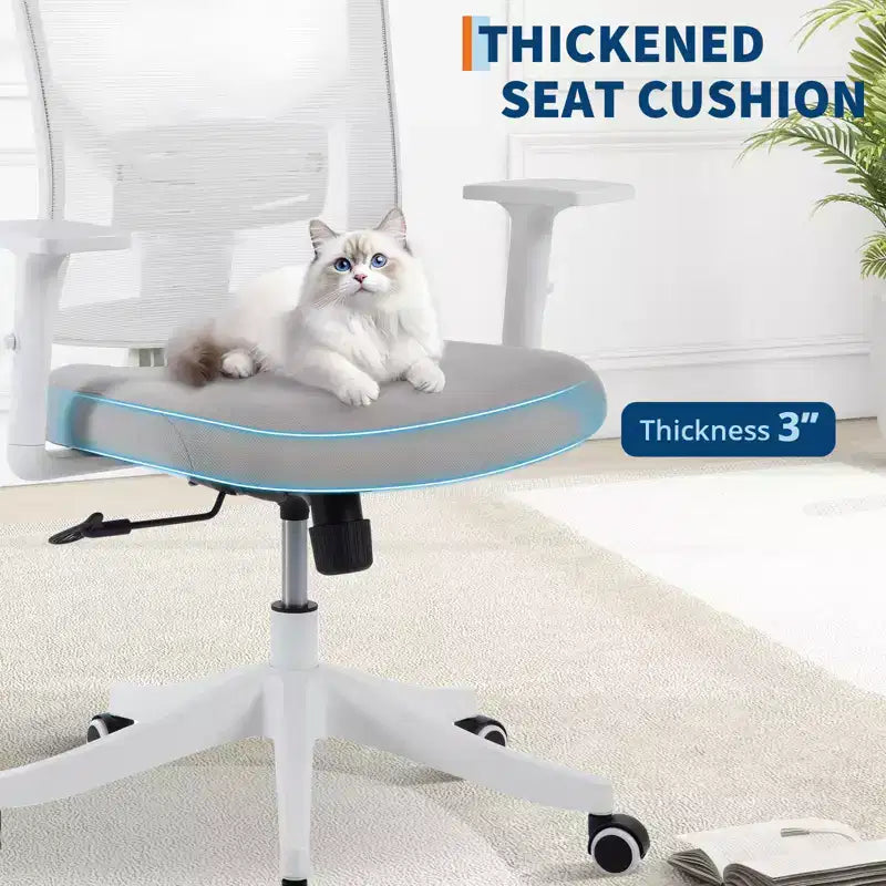 Chaise de bureau ergonomique en maille à dossier haut, accoudoirs relevables, appui-tête et support lombaire réglables, avec roulettes, pour bureau à domicile