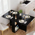 51 Wide Folding Dining Table with Storage Shelves, Drop Leaf Kitchen Table on Wheels, Space Saving Extendable Table for Small Space